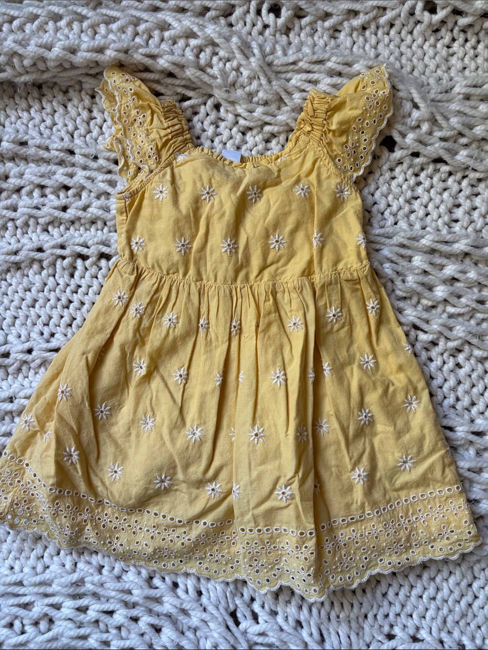 Old Navy Yellow Eyelet Embroidered Cotton Sundress